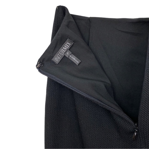 Intermix Jacquard Black High Waisted Pencil Skirt with Adjustable Slit - Picture 7 of 8